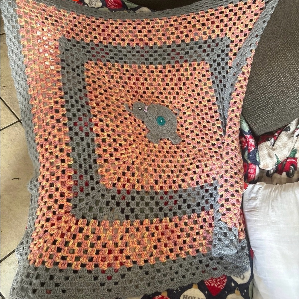 Handcrafted Elephant Crochet Throw Blanket